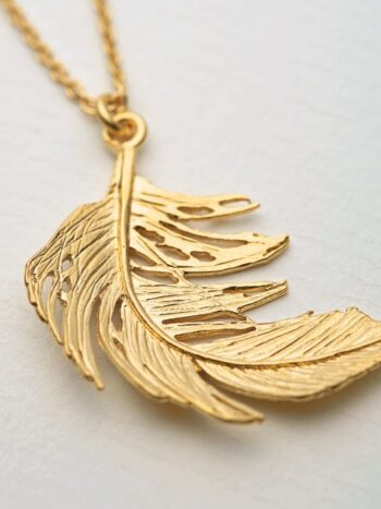 gold feather necklace