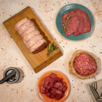 the contents of a slow-cooker meat box from Rhug Estate
