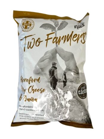 Two Farmers Hereford Hop Cheese and onion flavoured crisps.
